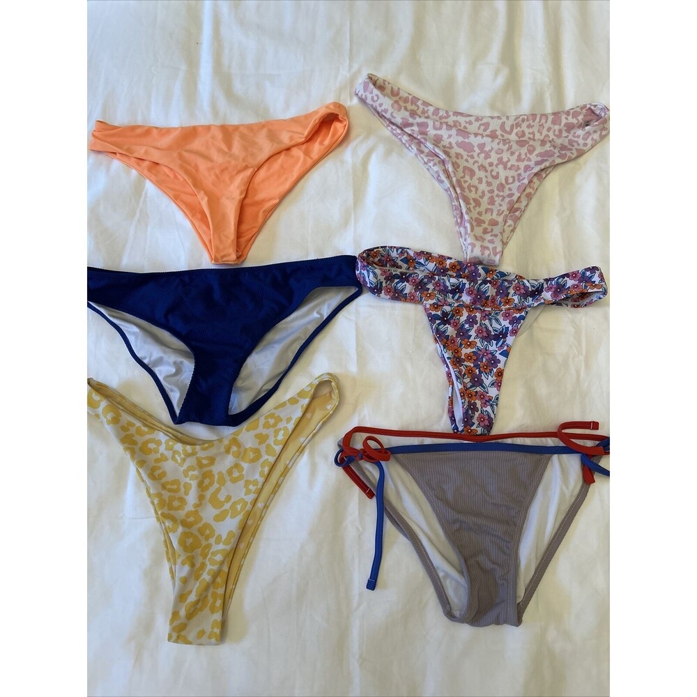 Women’s Bathing Suit Bottoms Lot of 6 Bikini Swim Suits Medium Multiple Brands